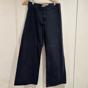 Nili LOTAN wide leg dark navy denim pants